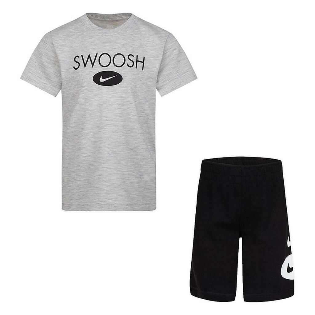 Nike Shortssæt - T-shirt/Shorts - Swoosh - Sort/Grå