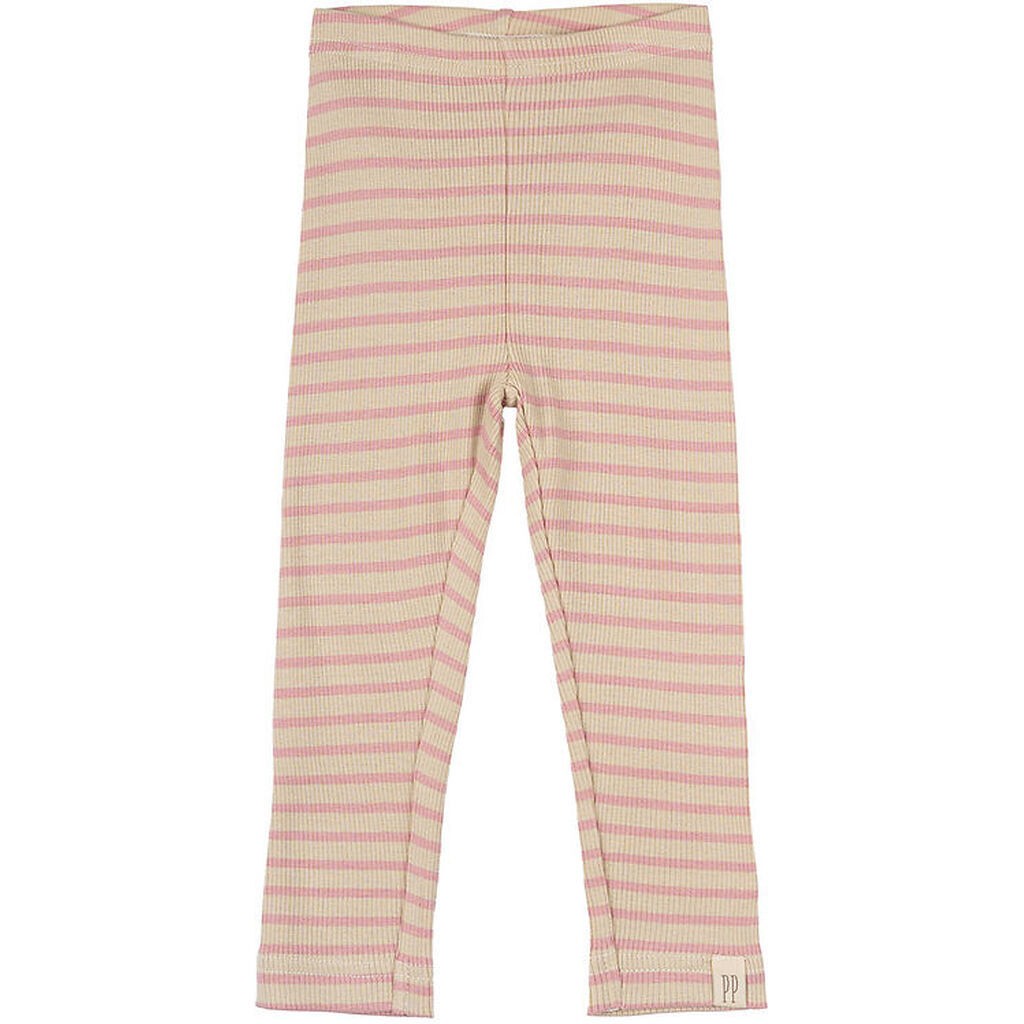 Petit Piao Leggings - Rib - Modal - Bright Rose/Dark Off White