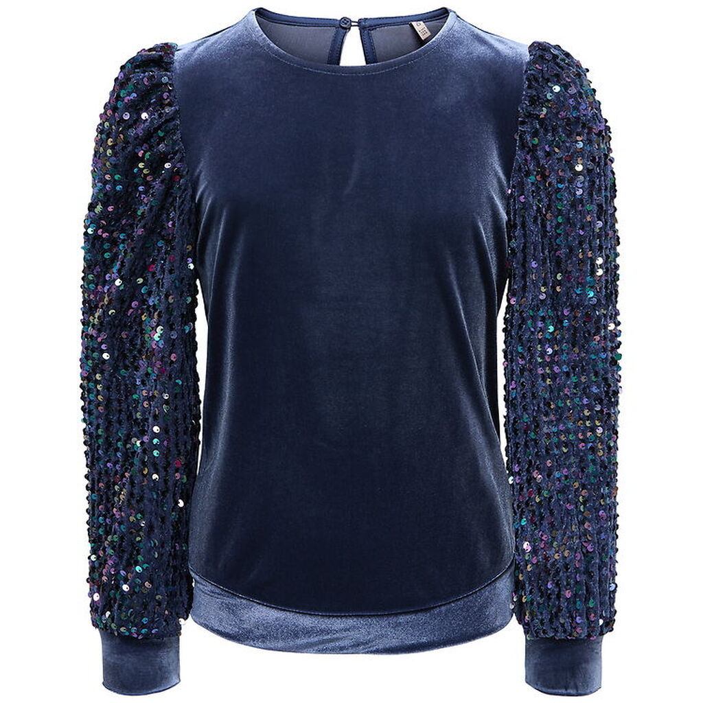 Kids Only Bluse - KogConfidence - Velour/Palietter - Naval Acade