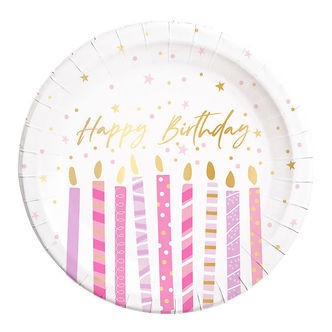 Decorata Party Paptallerkner - 8-pak - 23 cm - Birthday Candles