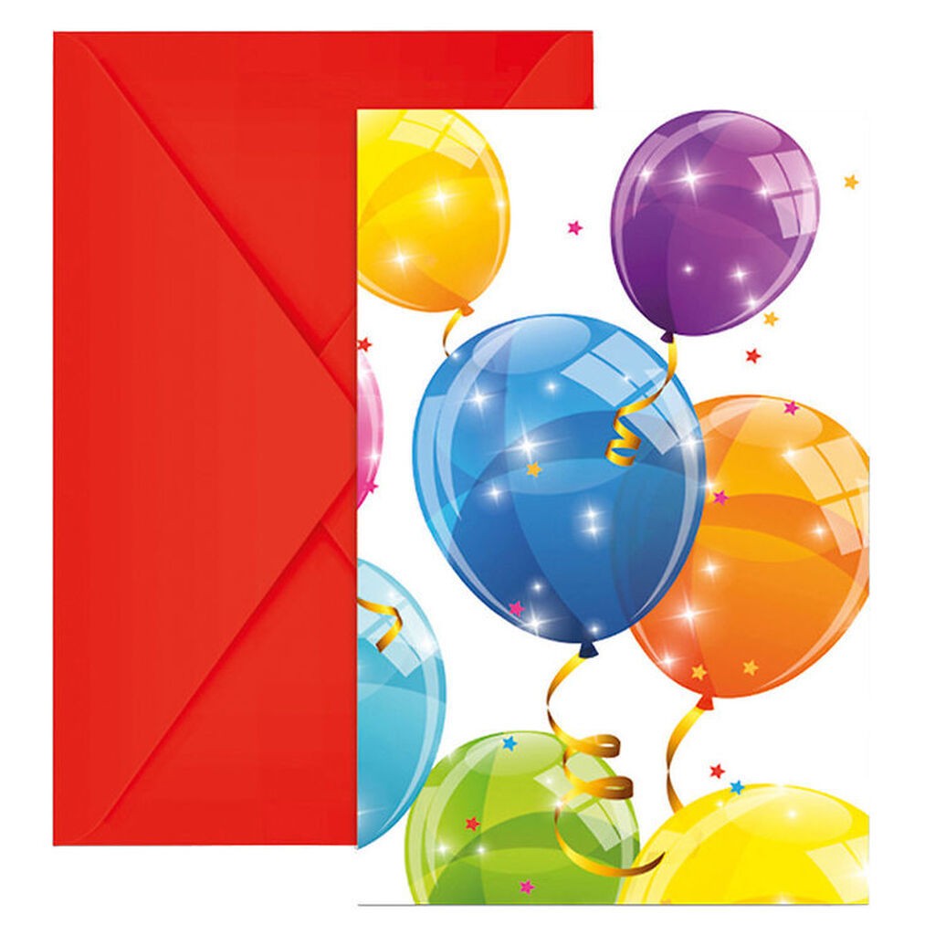 Decorata Party Invitationer - 6-pak - Sparkling Balloons