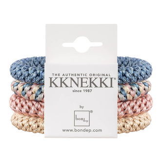 Kknekki Hårelastikker - 4-pak - Blå/Rosa/Guld