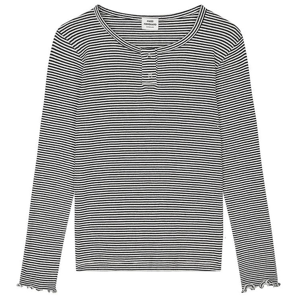 Mads Nørgaard Bluse - Rib - Stripe Tala - Sort/Vanilla Ice