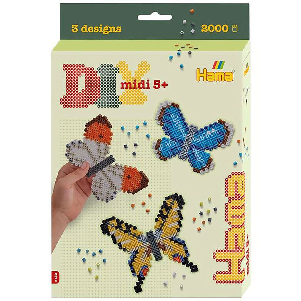 Hama Midi Perler - 2000 stk. - DIY Ophæng - Sommerfugle
