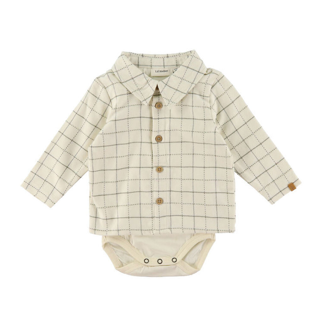 Lil' Atelier Skjortebody L/Æ - NbmRamos - Turtledove m. Tern