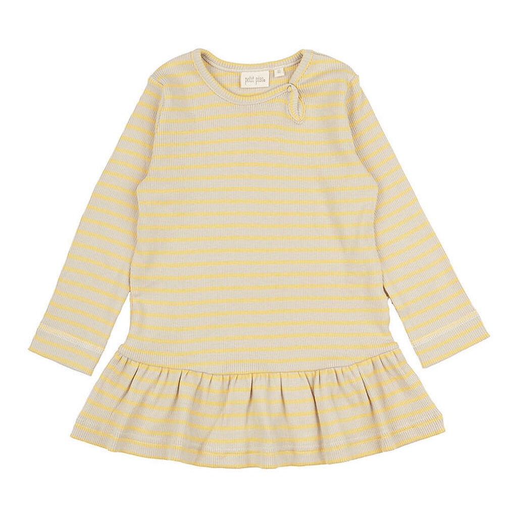 Petit Piao Kjole - Rib - Modal - Yellow Sun/Dark Off White