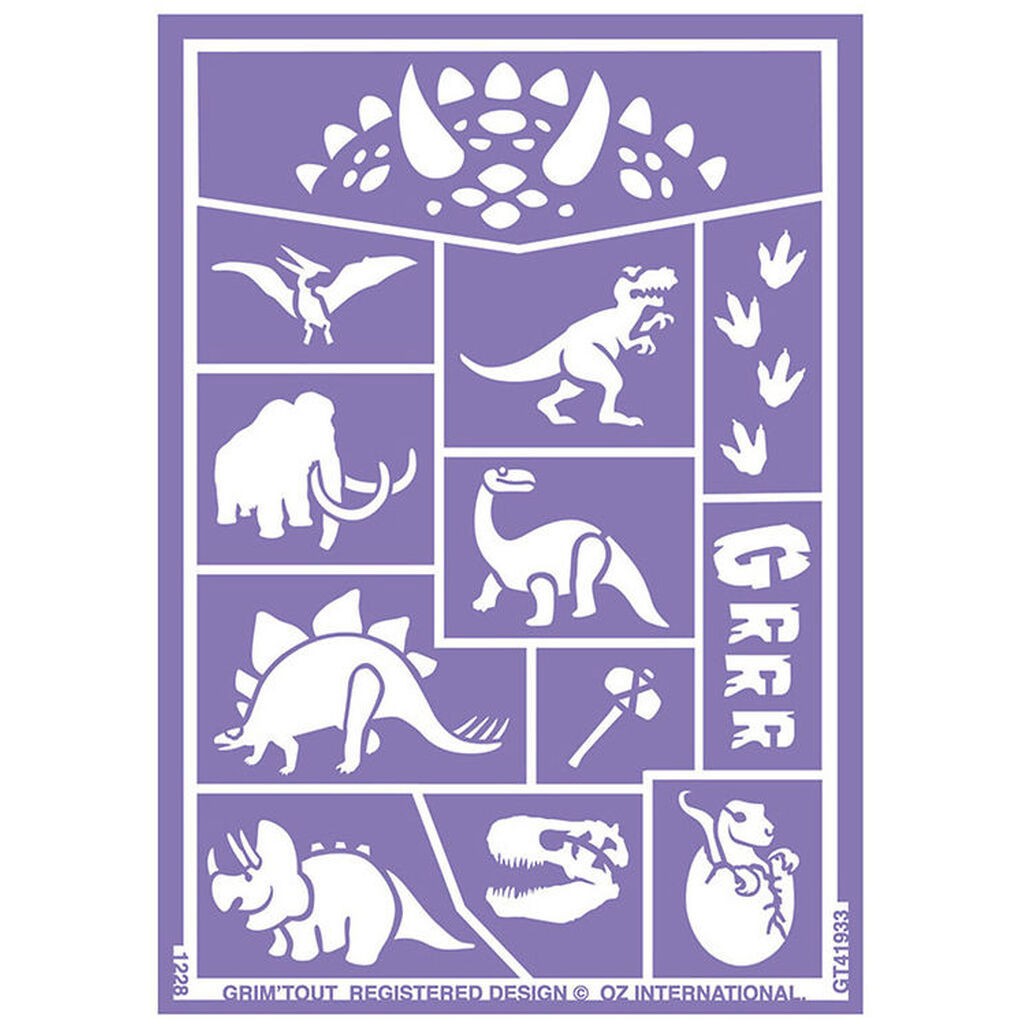 Grim Tout Stencil Til Ansigtsmaling - Dinosaurer