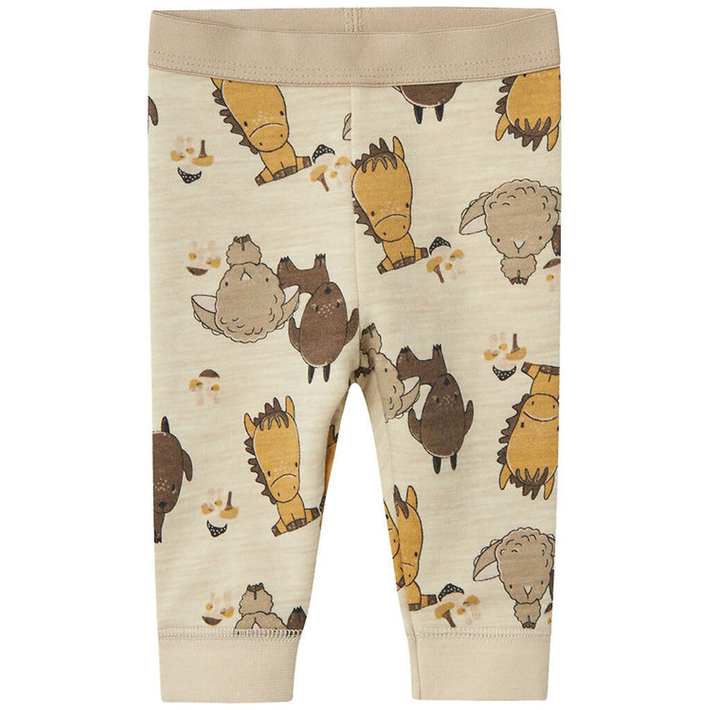 Name It Leggings - Uld/Bomuld - NbnWup - Peyote Melange/AOP