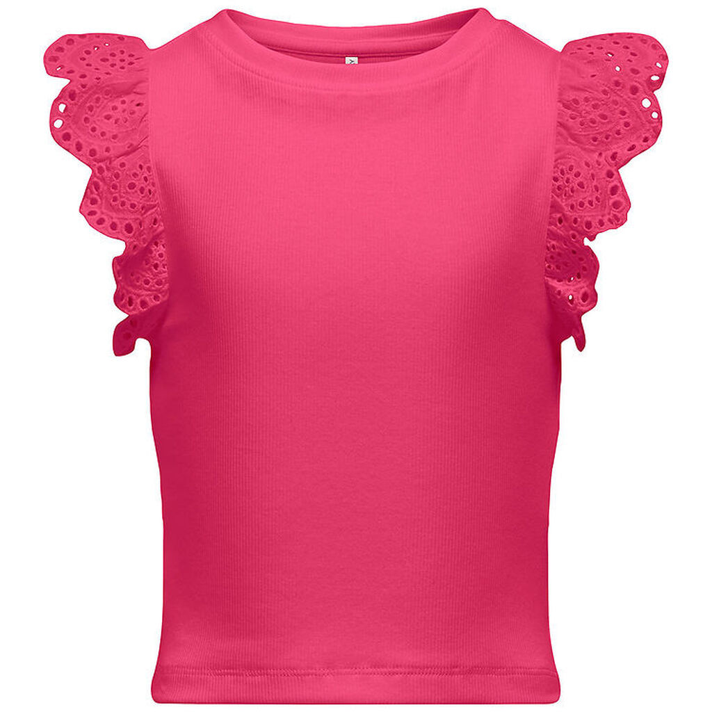 Kids Only Top - Rib - KogDrea - Fuchsia Purple m. Broderi Anglai