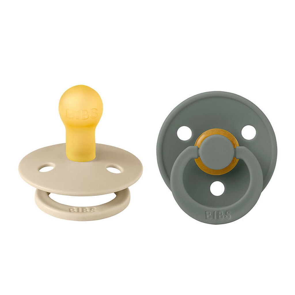 BIBS Colour Sutter - 2-pak - Str. 1 - Rund - Vanilla/Pine