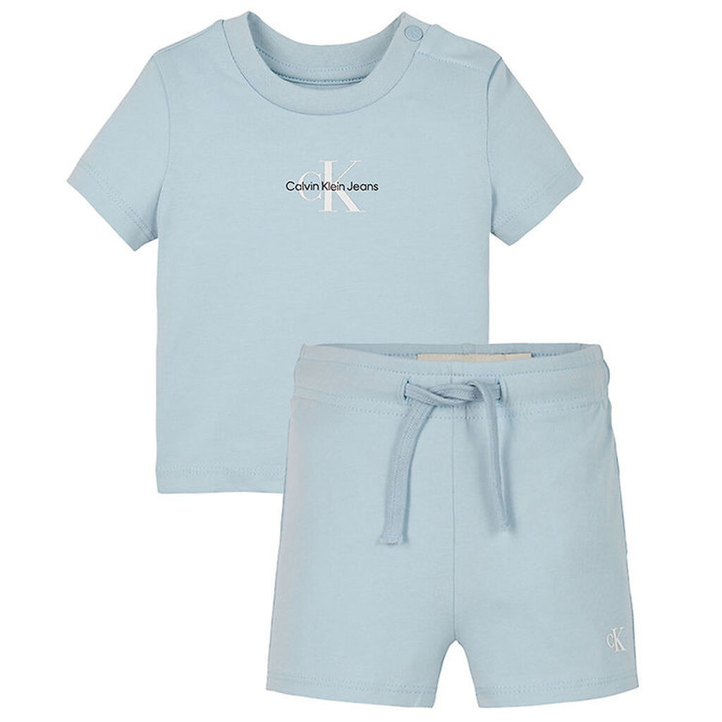 Calvin Klein Sæt - Shorts/T-shirt - Monogram Logo - Niagara Mist