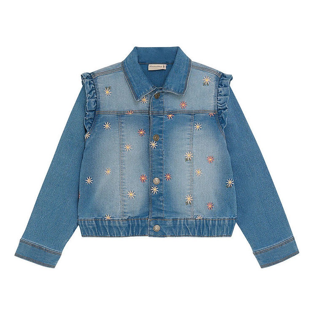 Minymo Denim Jakke M. Embroidery - Blue Fog