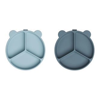 Liewood Rumdelt Skåle - 2-pak - Stacy - Sea Blue/Whale Blue Mix