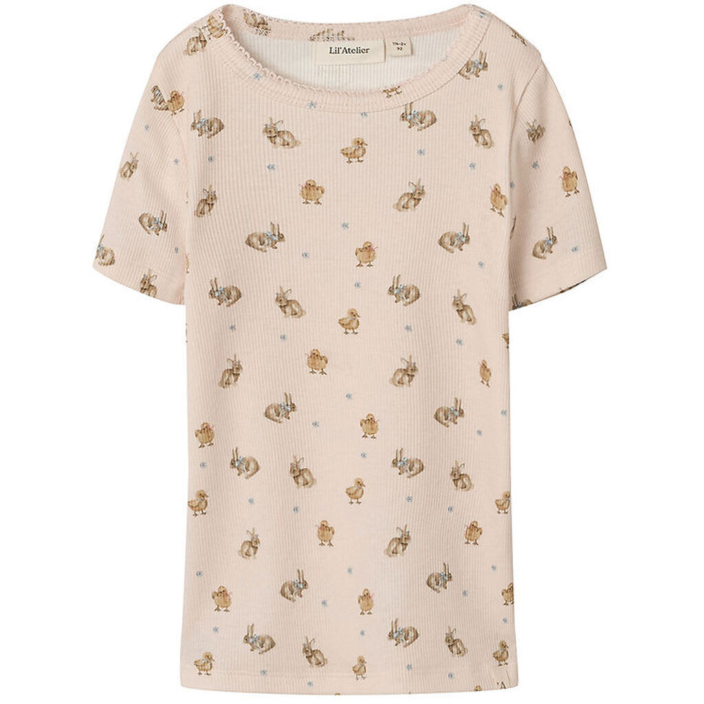 Lil' Atelier T-shirt - Rib - NmfLavo - AOP - Morganite