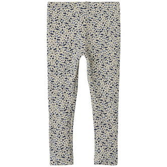 Name It Leggings - Rib - NmfNelia - Parchment m. Blomster