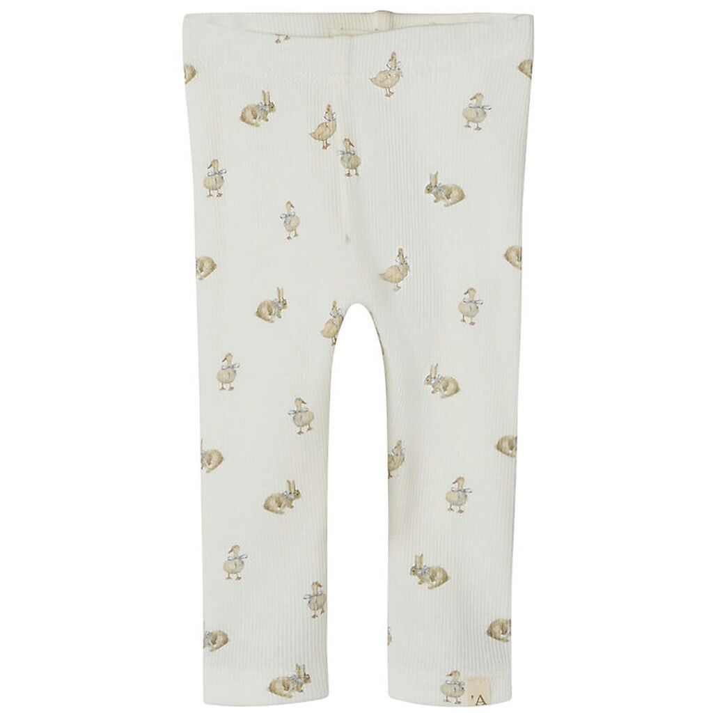 Lil' Atelier Leggings - Rib - NbnLavo - AOP - Coconut Milk