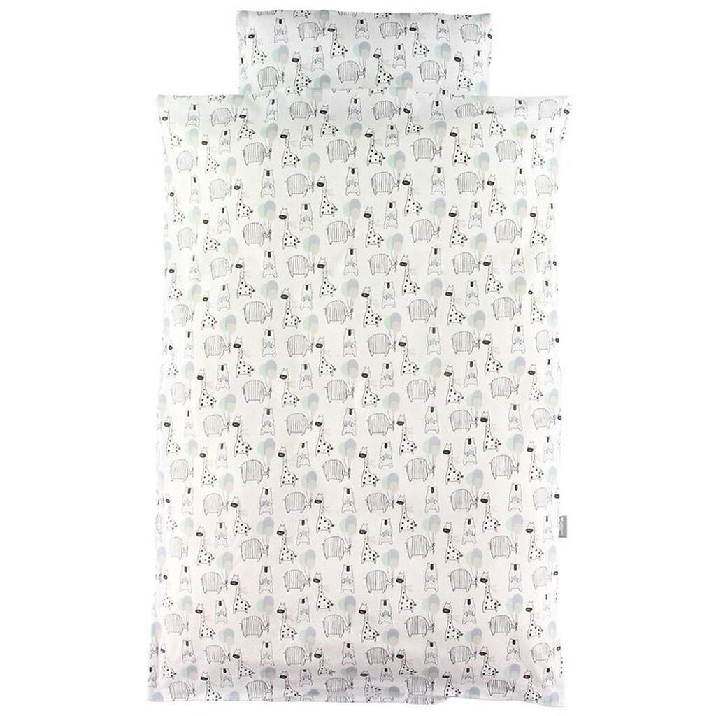 Nørgaard Madsens Sengetøj - Junior - Hvid/Blå m. Dyr