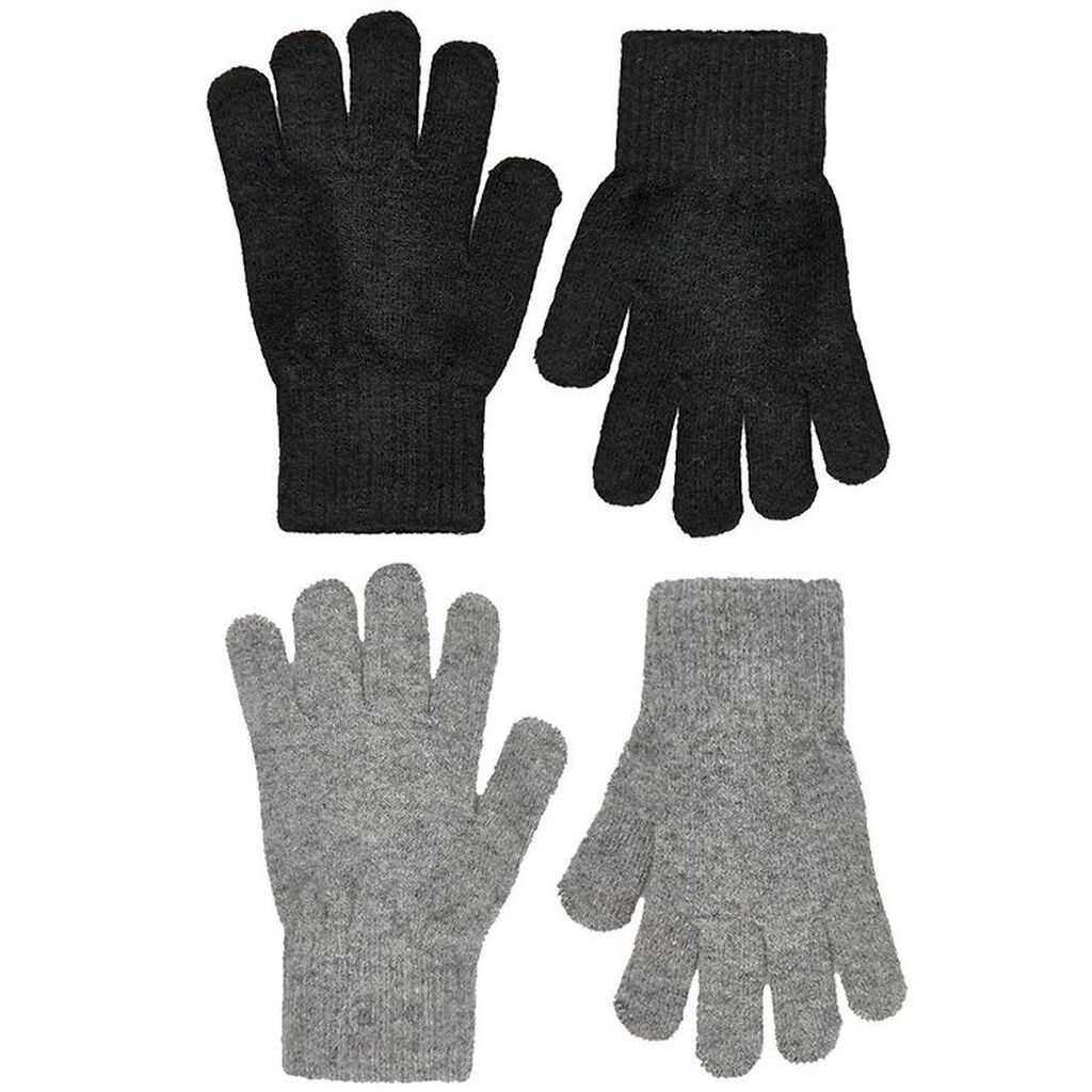CeLaVi Handsker - Uld/Nylon - 2-pak - Sort/Gråmeleret