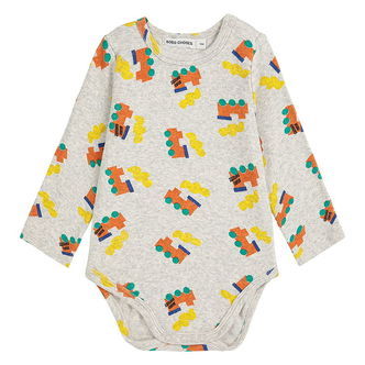 Bobo Choses Body l/æ - Choo Choo All Over - Light Grey Heather