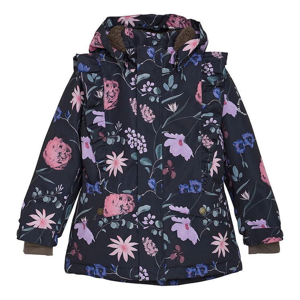 En Fant Vinterjakke - Ebony m. Blomster/Flæser