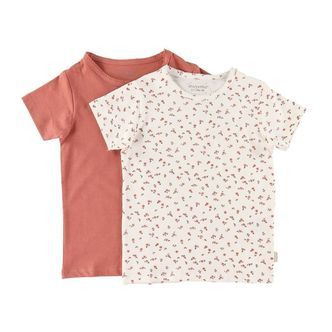 Minymo T-shirt - 2-pak - Canyon Rose/Hvid m. Blomster