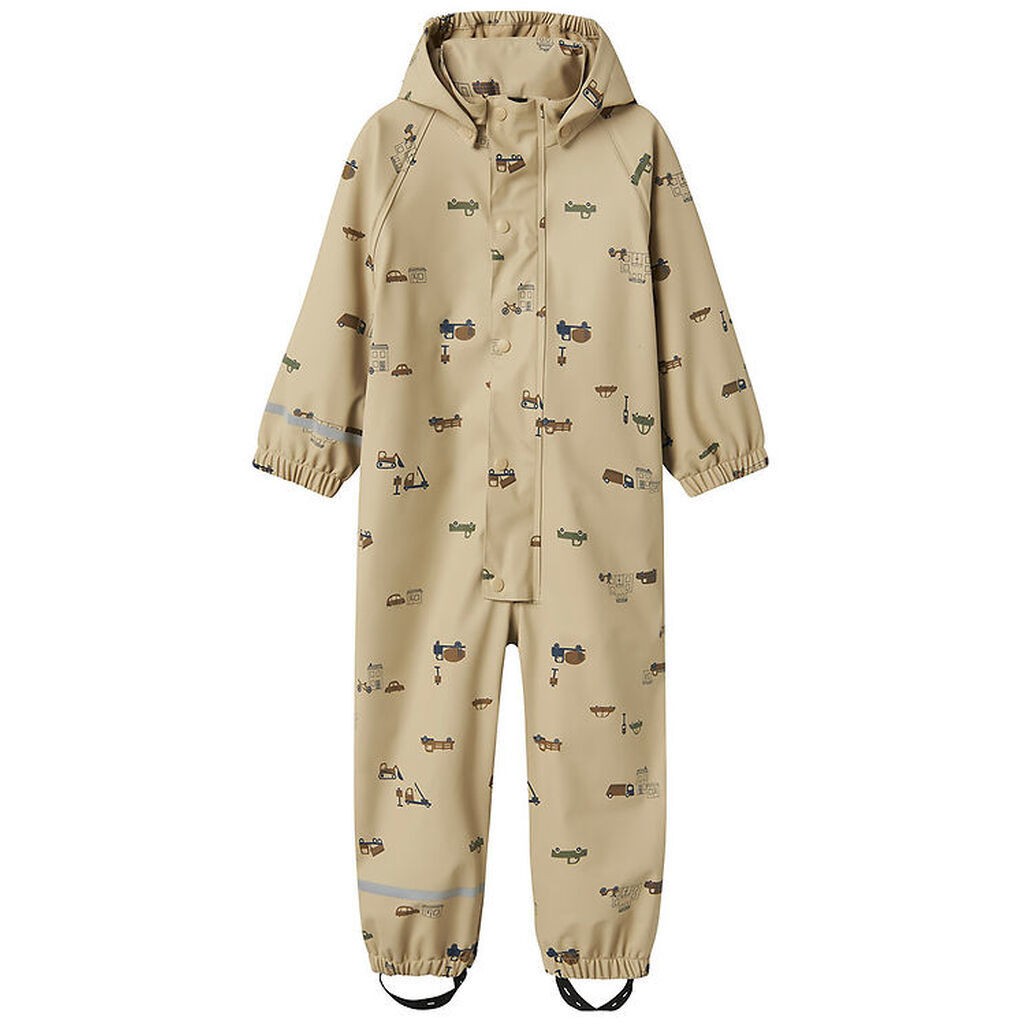 Name It Regndragt m. Fleece - PU - NmmDry10 - White Pepper/Small