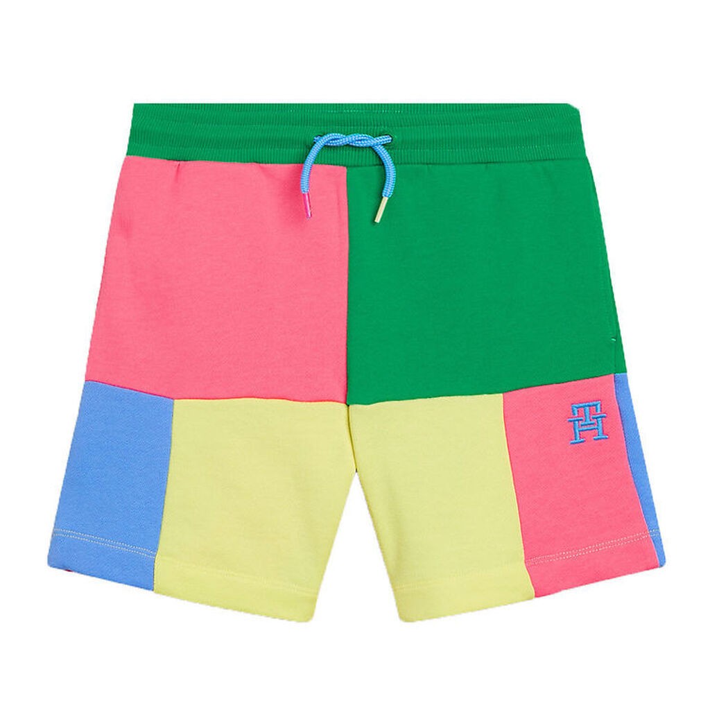 Tommy Hilfiger Sweatshorts - U Colorblock Monogram - Grøn/Gul/Pi