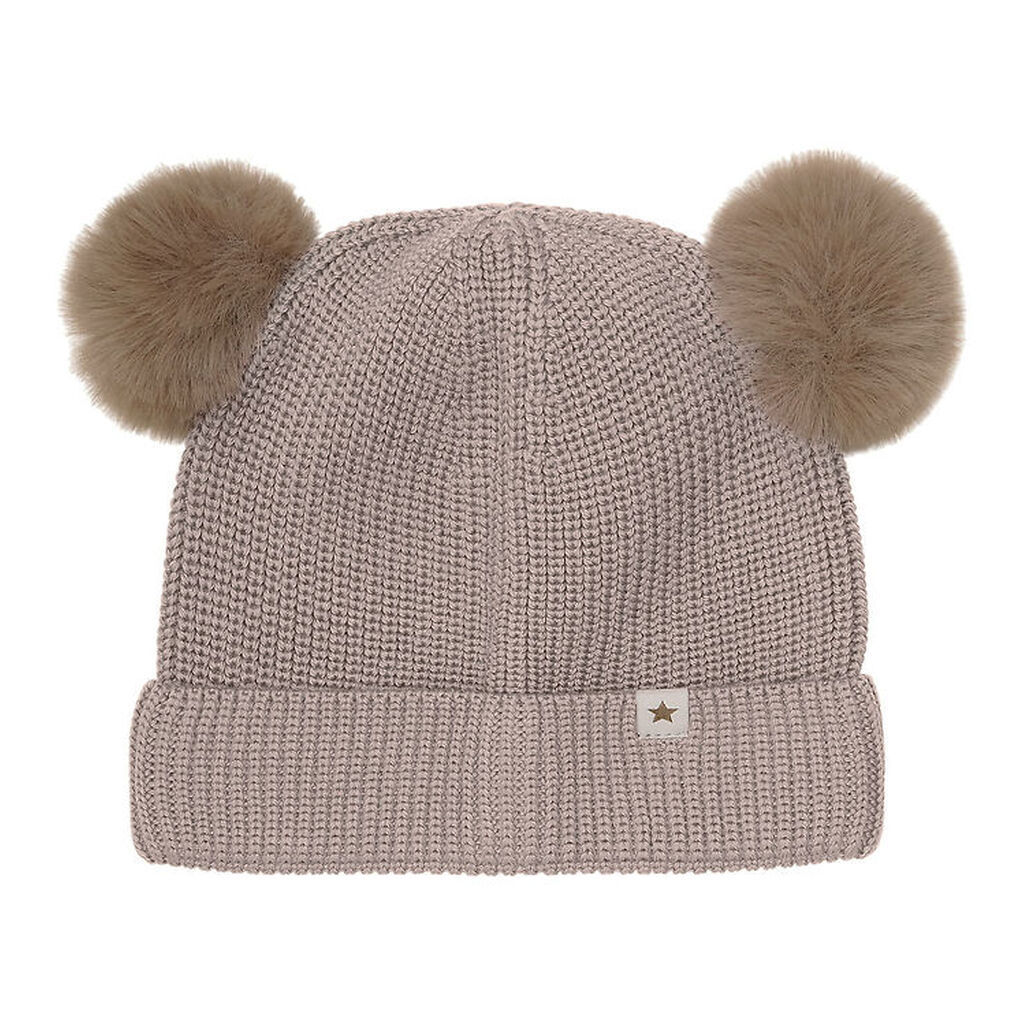 Huttelihut Hue - Uld - Strik - Camel Melange m. Kvaster