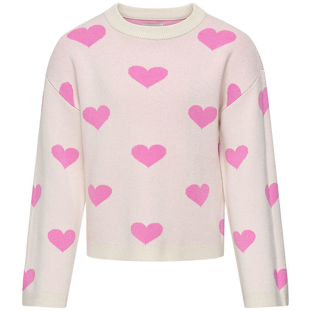 Kids Only Bluse - Strik - KogMontana - Birch/Heart Fuchsia Pink