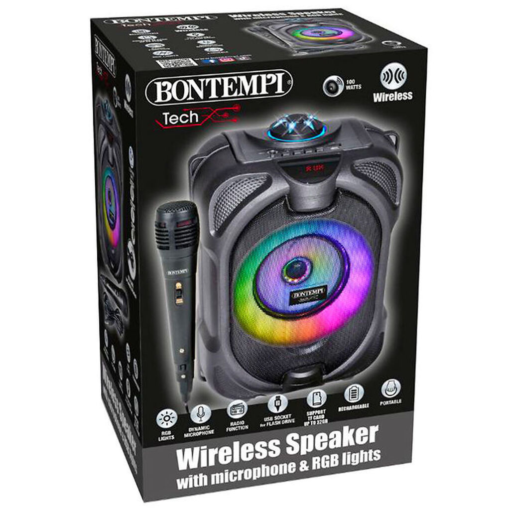 Bontempi Højtaler m. Mikrofon/Lys - 26 cm - Trådløs
