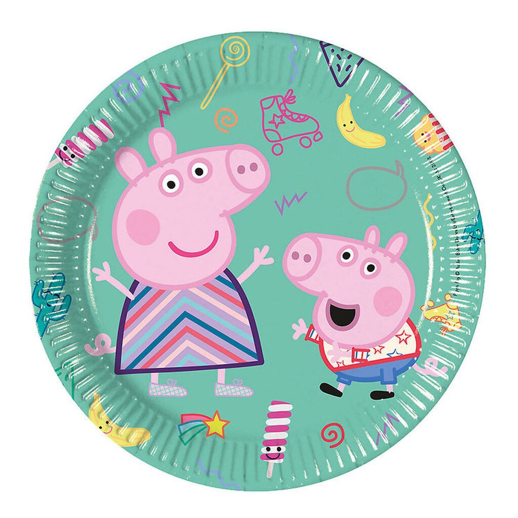Decorata Party Paptallerkner - 8-pak - 19,5 cm - Peppa Pig Messy
