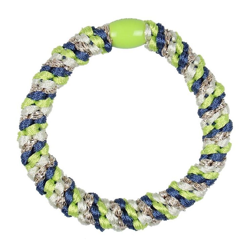Kknekki Hårelastik - Støvet Blå/Lime Glimmer