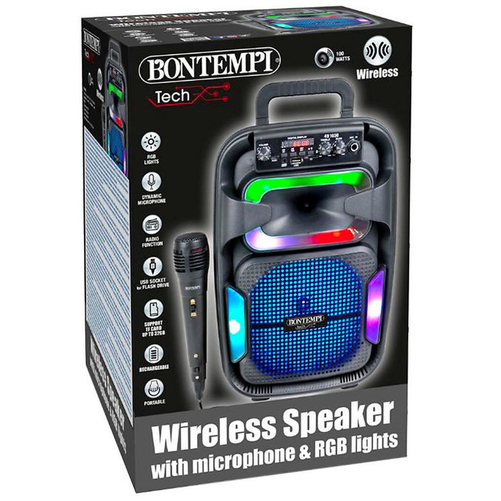 Bontempi Højtaler m. Mikrofon/Lys - 38 cm - Trådløs