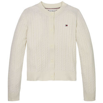Tommy Hilfiger Cardigan - Strik - Mini Cable - Ivory Petal