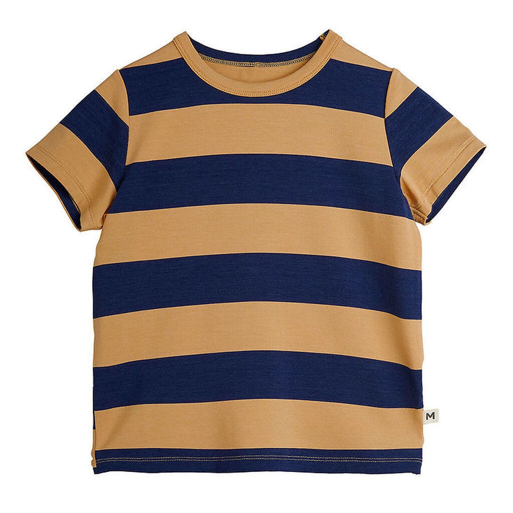 Mini Rodini T-shirt - Beige/Navystribet