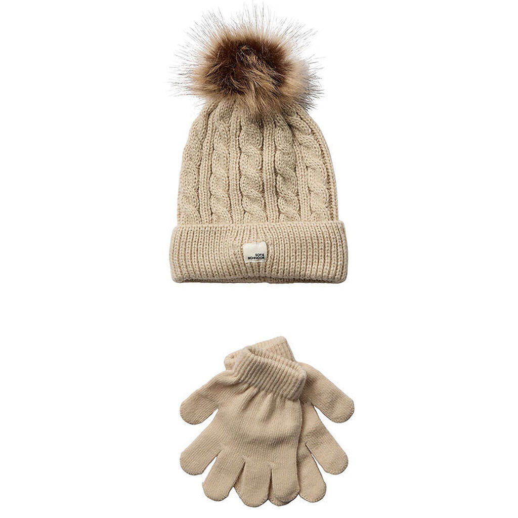 Sofie Schnoor Hue/Handsker - Strik - Brown Melange