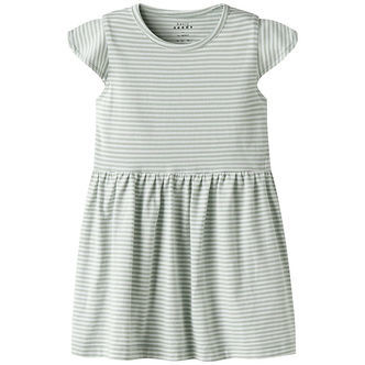 Name It Kjole - NmfVinanna - Aqua Gray/Bright White