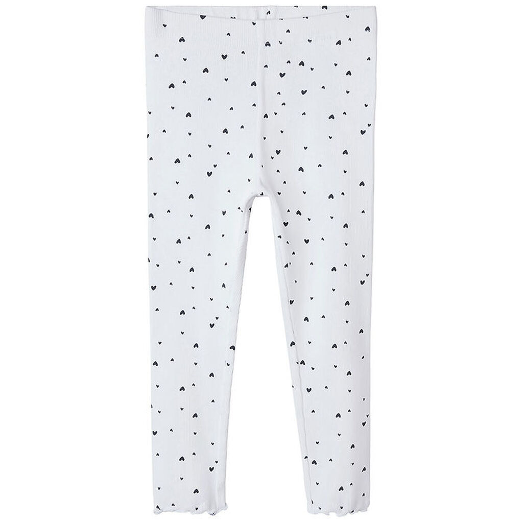 Name It Leggings - Rib - NmfVemia - Bright White/Hearts