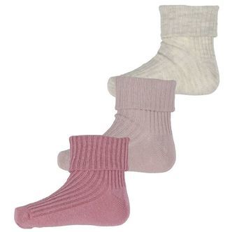 Minymo Strømper - 3-pak - Rib - Rosa Smoke