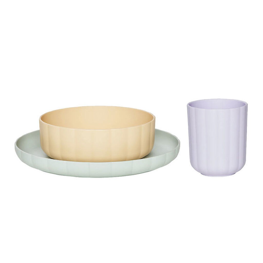 OYOY Spisesæt - Bioplast - 3 Dele - Pullo - Pale Mint/Vanilla/La