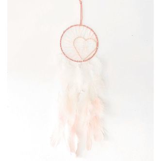 MillaVanilla Drømmefanger - Ophæng m. Fjer/LED Lys - Rosa