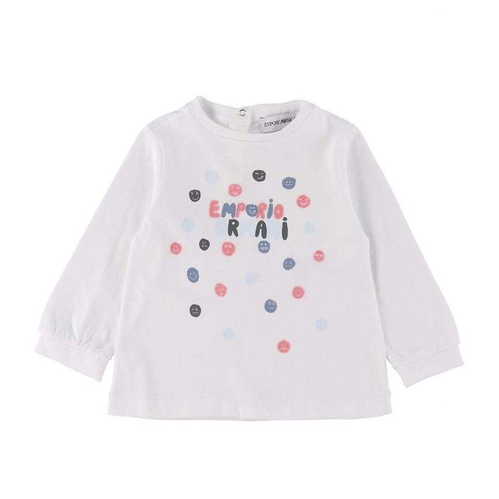 Emporio Armani Bluse - Hvid m. Tekst/Smileys