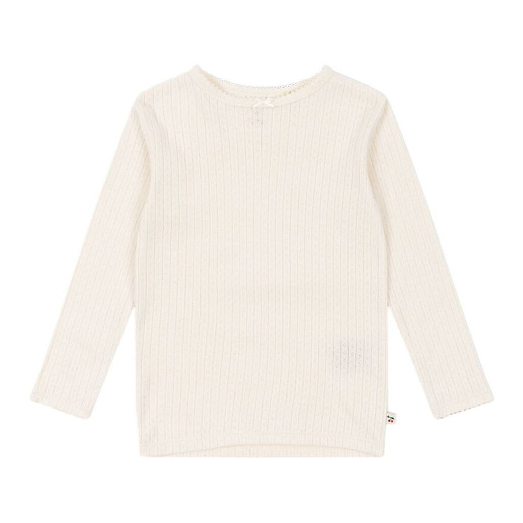 Konges Sløjd Bluse - Rib - Minnie - Antique White m. Hulmønster