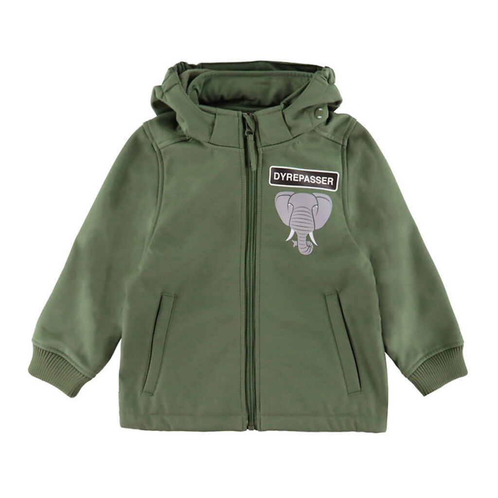DYR-Cph Softshelljakke - Dyrevild - Soft Khaki Dyrepasser/Elefan