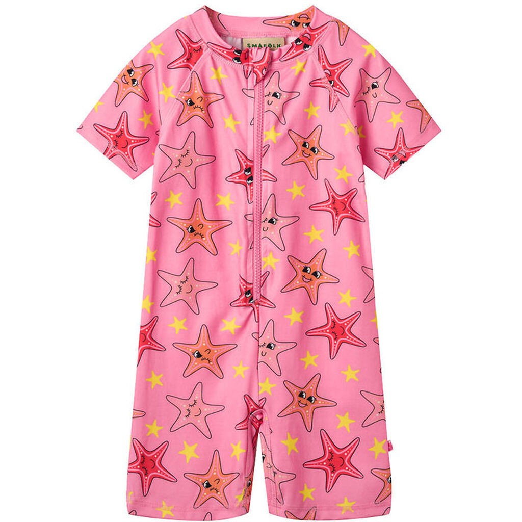 Småfolk Badeheldragt - UV50+ - Bubblegum m. søstjerner