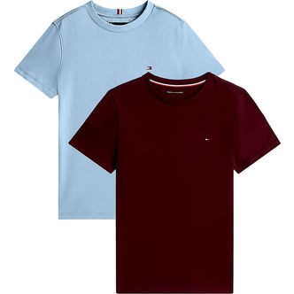 Tommy Hilfiger T-shirt - 2-pak - Deep Rouge/Brisk Blue