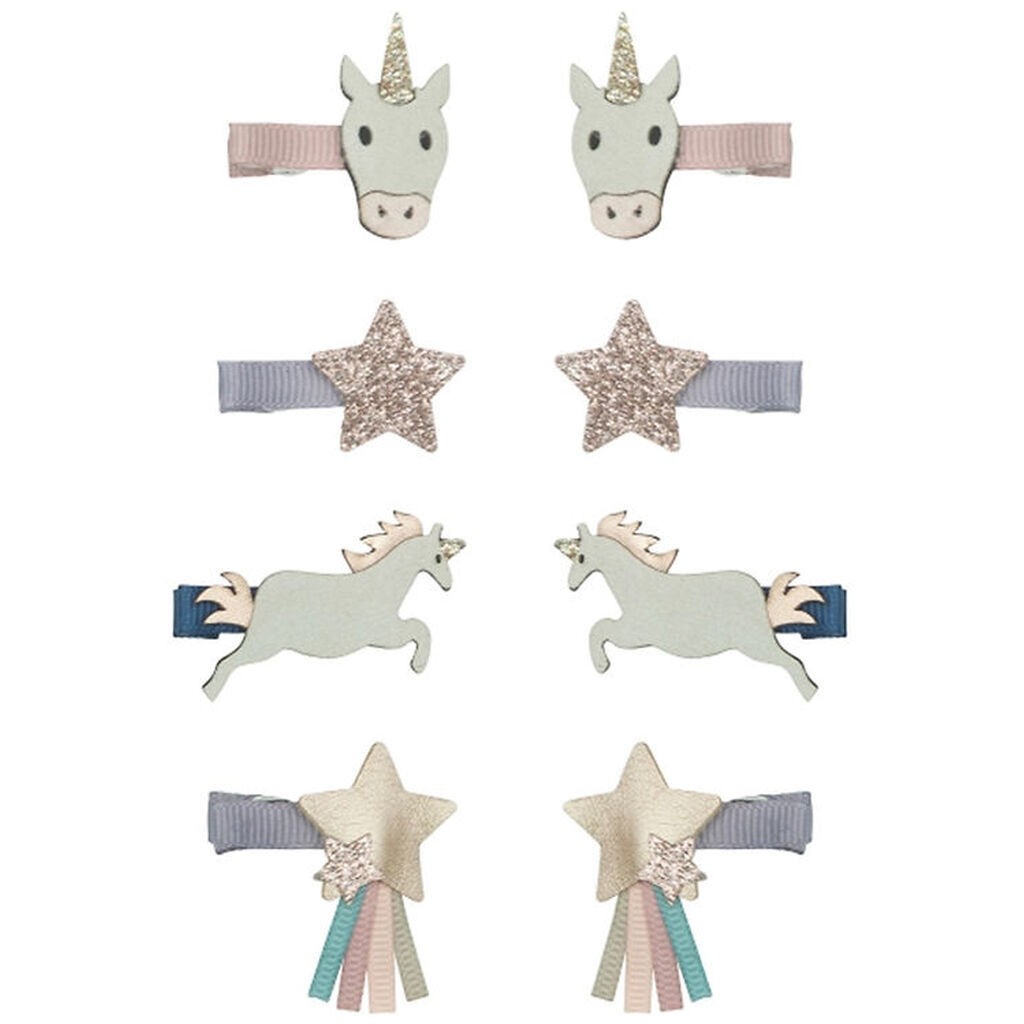 Mimi & Lula Hårclips - 8-pak - Mini Unicorn Little Prince