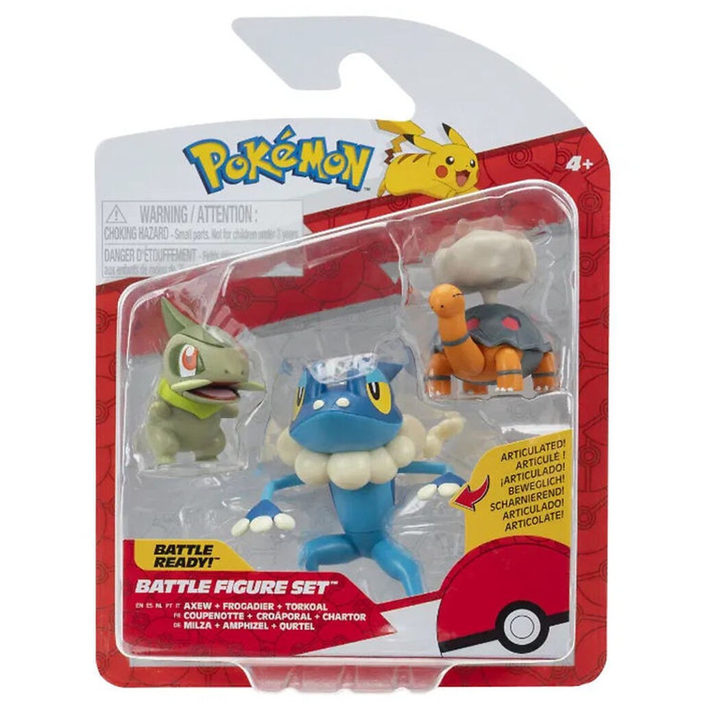 Pokémon Figurer - 3-pak - Battle Figure - Torkoal, Axew & Frogad