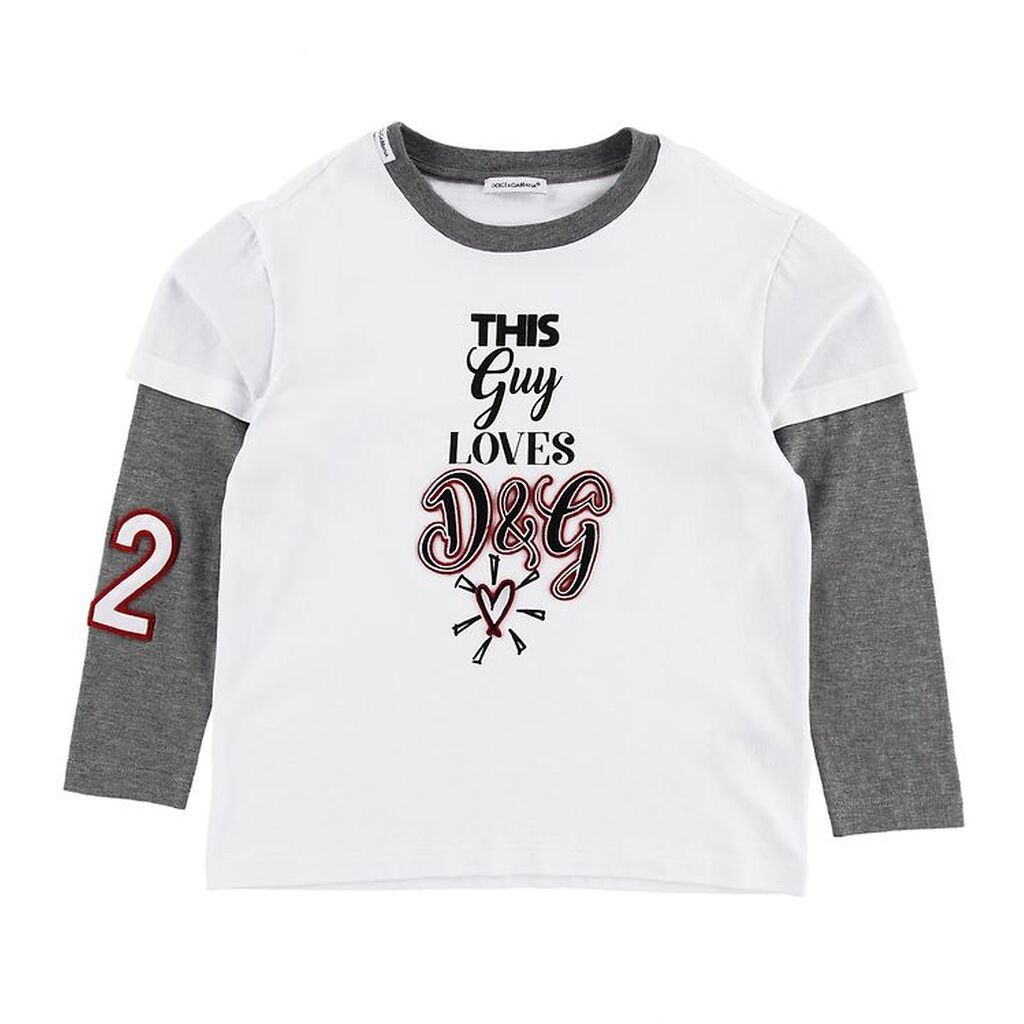 Dolce & Gabbana Bluse - Millennials - Hvid/Grå m. Print/Patches