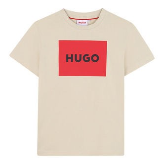 HUGO T-shirt - Stone/Rød